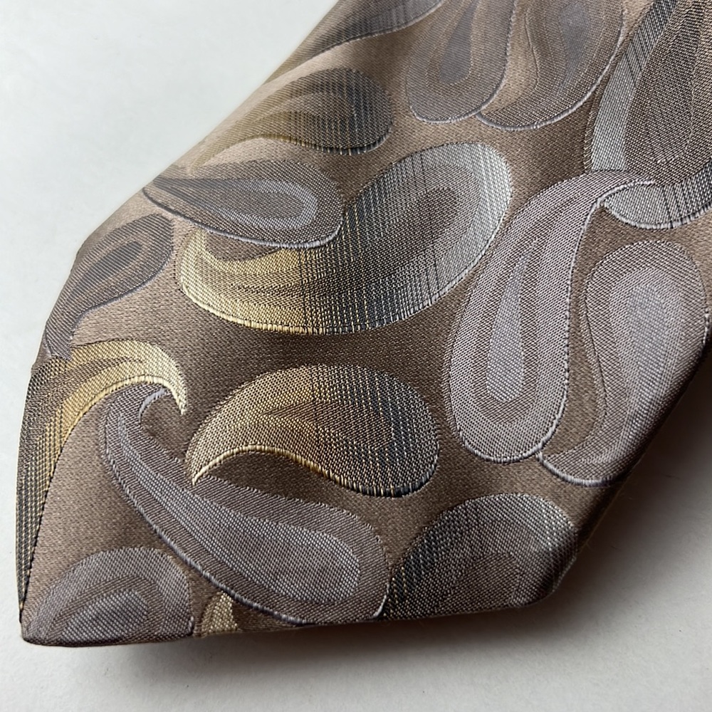 Perry Ellis Portfolio Necktie Grey Paisley Swirl Imported Silk Men Accessories - Picture 6 of 8